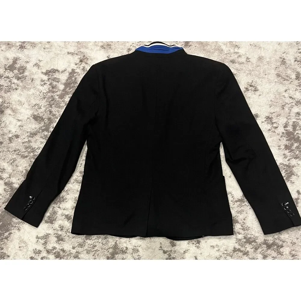 Paisley & Gray Men's Black Knit Blazer White Contrast Piping Pockets Sz XL